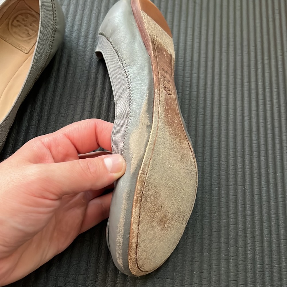 Tory Burch Caroline 2 Leather Ballet Flats Grey - image 7
